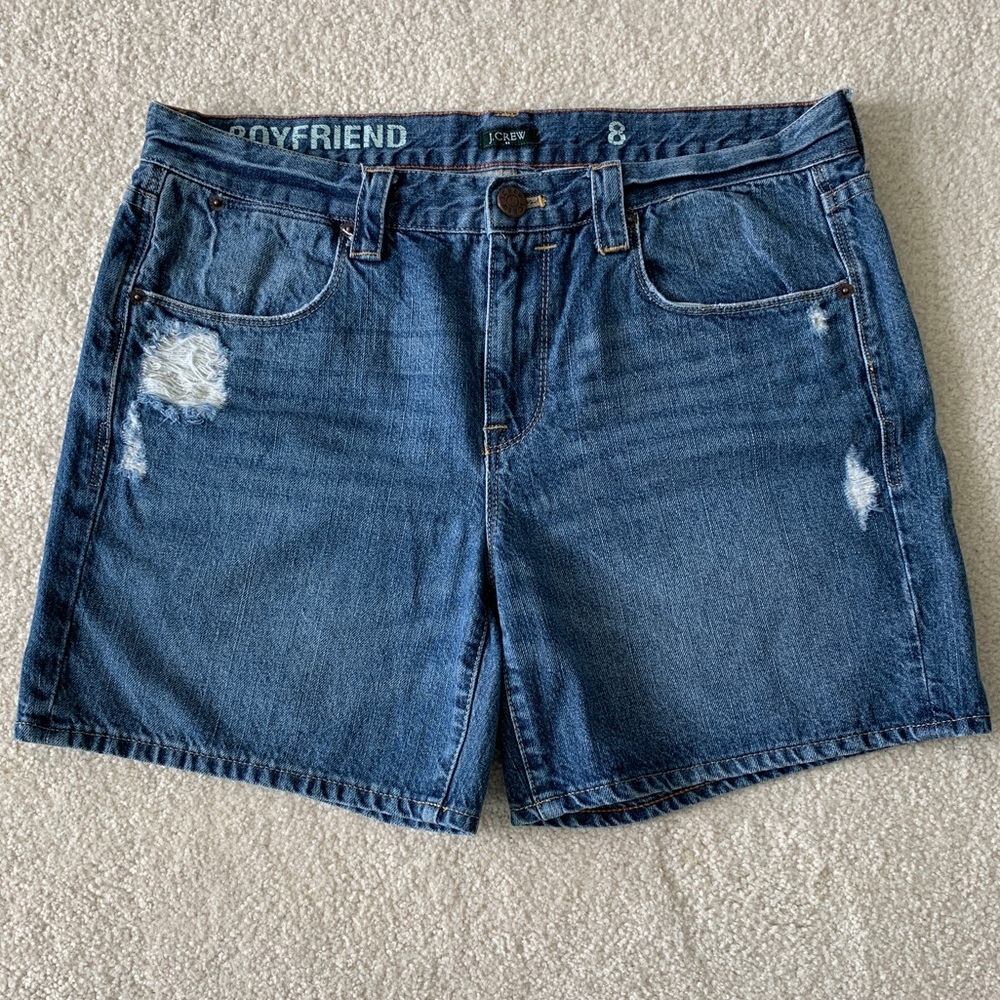 J.Crew Factory Distressed Boyfriend Denim Shorts 8
